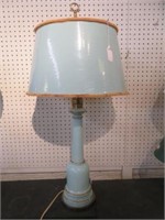 VINTAGE BLUE PORCELAIN LAMP 36"T