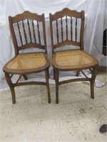 PAIR ANTIQUE CANE BOTTOM SIDE CHAIRS