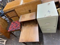File cabinet, chair, end table