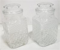 (AB) Pair of glass jars