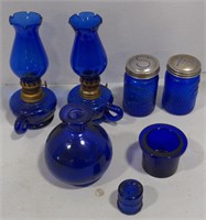 (AB) Lot of various blue glassware items