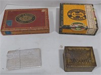 (AB) 2 cigar boxes, tobacco tin, and Oakite