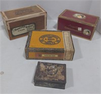 (AB) 4 vintage cigar boxes
