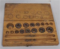 (AB) Incomplete Set of dies in wooden box