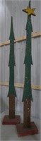 (AB) Pair of wooden Christmas trees 61"