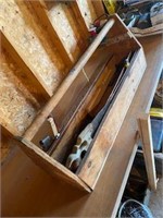 Old Wood Toolbox with Assorted Tools
