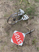 Vintage Single Wheel Disc with Stop Sign