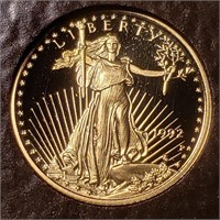 1992-P $5 Gold Eagle Proof DCAM - 1/10 oz Gold