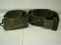2 Web waist belts, metal buckles, used, plastic