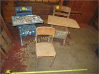 3pc Vintage Child's Desks & Chair