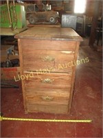 Antique Oak Slat 3 Drawer Rolling Cabinet
