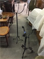 2 wrought iron plant stands, 29 tall, 46 tall