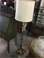 Heavy brass and glass floor lamp 56” tall