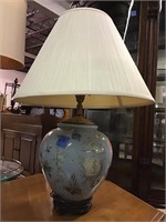 Blue lamp with floral design 32” tall
