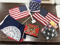 LOT OF FLAGS GEORGIA AND AMERICAN FLAG  CLOCK ETC