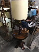 Round wood floor lamp 59” tall