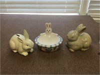 Collection of Porcelain Rabbit Bowls & Banks