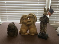 Collection of Resin & Carved Wood Rabbits