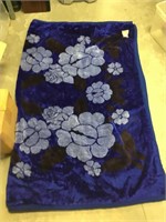 Korean Mink Blue Floral Blanket