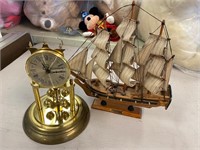 Pandora Model Ship & Plated Anniversary Clock