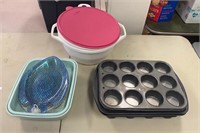 Assorted Tupperware Container & Muffin Tins