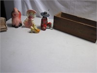 Misc. Lot - Cheese Box, Figurines, Doll Chair