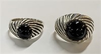 Matching Men's & Woman's Sterling Onyx Rings