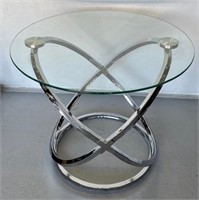 Chrome Base Glass Top Side Table