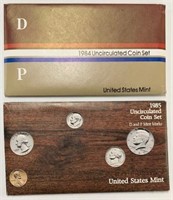 1984 & 1985 Uncirculated US Mint Coin Sets.