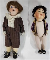 2 Vintage Porcelain Dolls Marked SFBJ/JDK