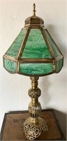 Beautiful 3' H Brass & Slag Glass Lamp