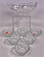 Pressed glass oval bowl - 7" x 12.5" / Nappy -