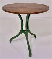 Drug Store table, iron base painted green, walnut