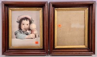 Pr. Walnut box frames; gold liners, 12" x 14",