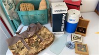 Kitchen items - thermos, water filter, hot pads,