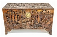 Camphor wood blanket chest, deep carving,