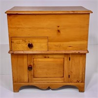 Pine lift top commode, Cottage period, refinished