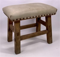 Pine stool - mortised legs, vinyl seat,