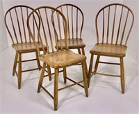 4 hoop back Windsor chairs, natural finish, plank