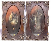 Pr. Oak framed "Killed Fowl" prints, gold leaf