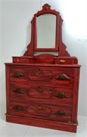 Poplar cottage bureau, mirror back, 3 drawers
