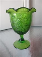 Green Glass Cup with Stand