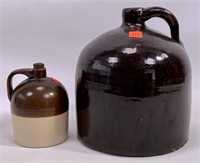 2 jugs - brown glaze - gallon & pint
