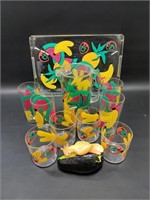 Fruit Themed Pitcher, Tumblers & Tray