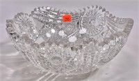 Cut glass bowl - pinwheel design, 9.5" round,
