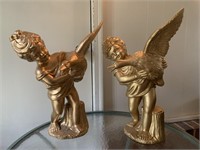2 Vintage Ceramic Scioto Child with Duck Statues