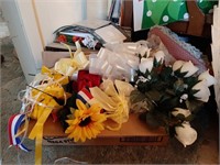 Assorted Artificial Flowers and Ribbons