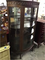 Antique bow front China cabinet 38x13x63