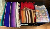 Collection of Scarves, Blanket & Table Runner