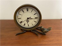 Vintage Metal Bird Motif Mantle Clock